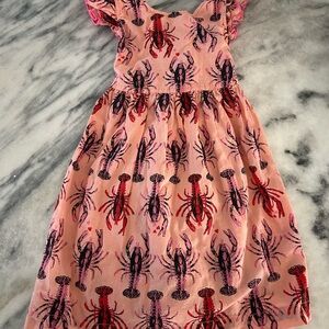 Pink Chicken Lobster Print 3T Dress
